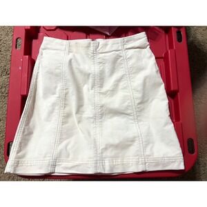 Free People Corduroy A Line Mini Skirt cream white Zipper Front Size 2
